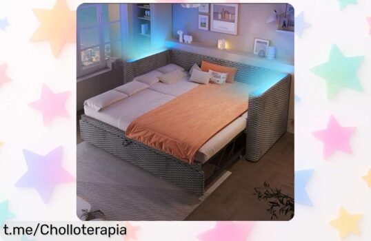 Sofá cama boorbin con luz LED, funcional y a un precio de ganga; transforma tu espacio en una habitación acogedora al instante. ¡No te quedes sin el tuyo!