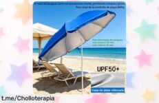 Sombrilla de playa ajustable con protección solar y doble capa¿ Aprovéchate de este super chollo que te permitirá disfrutar al sol sin preocupaciones, ¡no esperes más!
