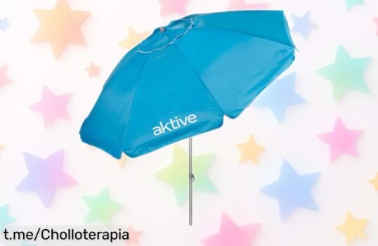 Sombrilla de playa antiviento Aktive con 8 varillas y protección UV50, ahora a un precio que ha caído en picada: ¡prepárate para disfrutar del mar sin preocupaciones!