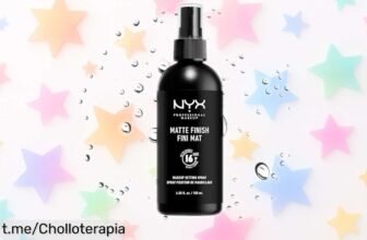 Spray fijador de maquillaje NYX que te mantiene radiante todo el día con un acabado mate y sin brillos, ¡no dejes pasar este precio loco para lucir espectacular ya!