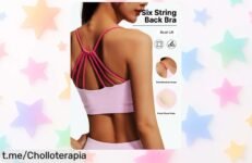 Sujetador deportivo sin espalda para mujer con relleno fijo, aprovecha este precio regalado que te hará sentir increíble en cada entreno. ¡No dejes pasar esta oferta única!
