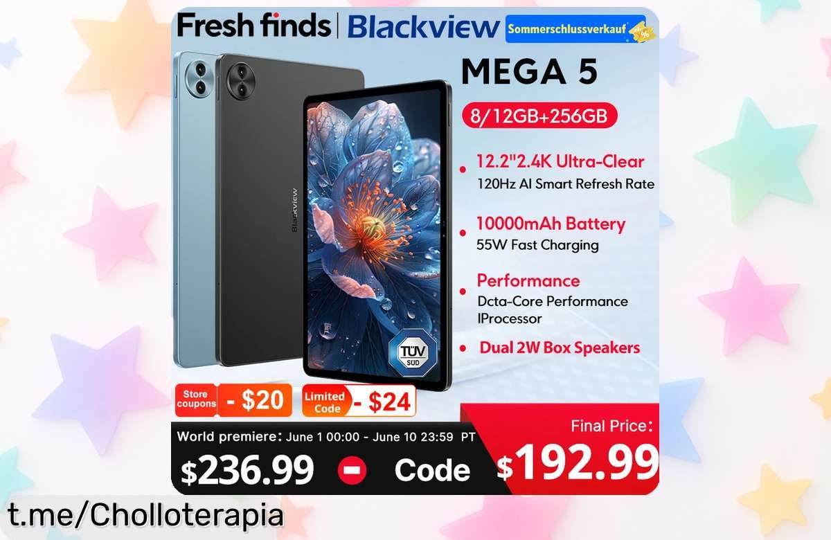 Tableta Blackview MEGA 5 AI de 12,2” con batería gigante y velocidad impresionante. ¡Aprovecha este ofertón que puede no repetirse!