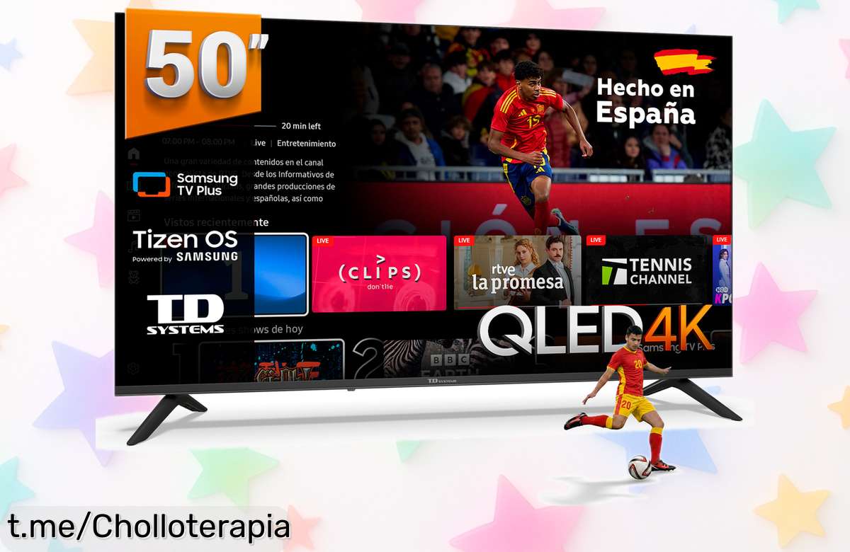 Televisor TD Systems de 50 pulgadas QLED 4K, ¡ofertón increíble! Con Gaming Hub y acceso a tus series favoritas. Aprovecha el precio loco antes de que desaparezca esa emoción en tu sala.