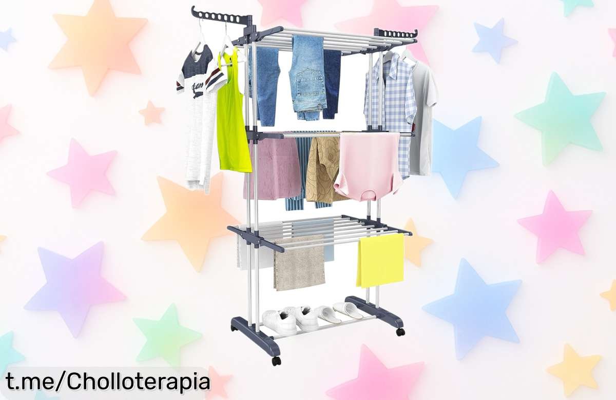 Tendedero plegable Mikomika de acero inoxidable, ¡ofertón increíble! Te lo llevas a precio de risa y sin líos. No pierdas esta oportunidad única para ahorrar espacio.
