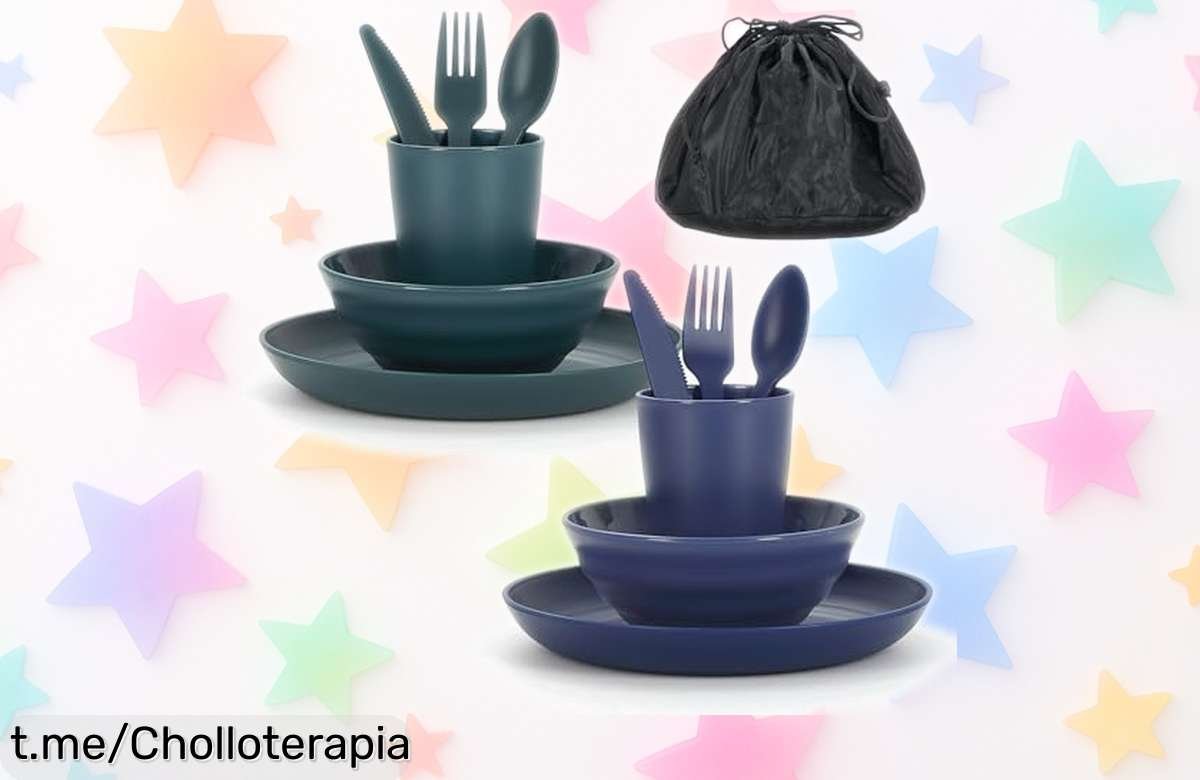 Vajilla de camping ReaNea para 2 personas a precio tirado: resistente, práctica y lista para tus aventuras. ¡No te la pierdas o te arrepentirás!