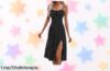 Vestido ligero de tirantes con estampado de lunares y abertura lateral a precio de risa, no te pierdas esta oportunidad para lucir fresca y estilosa en cualquier ocasión.