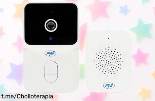 Videotimbre WiFi PNI Safe House IDB15 con visión nocturna y batería duradera a precio loco, ¡vigilancia fácil desde tu móvil antes de que se agote!