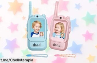 Walkie talkies AURIVEE® para niños con cámara y pantalla a color, ¡chollo increíble que hace jugar hasta 400 metros! ¡Haz que sus aventuras sean inolvidables ahora mismo!