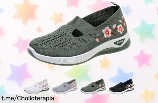 Zapatillas deportivas para mujer sin cordones con bordado de flores a precio de locos, ¡aprovecha este chollazo y dale caña a tus días sintiéndote única!
