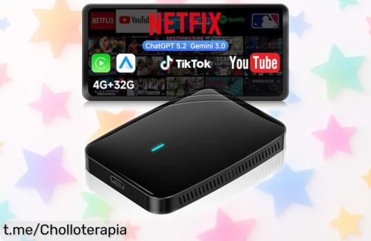 Adaptador inalámbrico para CarPlay y Android Auto: Conéctalo todo sin líos y disfruta de Netflix, YouTube y TikTok por un precio de risa. ¡No te lo pierdas!