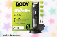 Afeitadora corporal GilletteLabs i7 con luz LED y 8 accesorios a precio de escándalo - Cuida tu piel sensible sin cortes, ¡no te quedes sin la tuya!