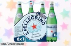 Agua con gas San Pellegrino en pack de 6 botellas, ¡precio loco para disfrutar la chispa en tus comidas! No te lo pierdas, transforma tus cenas en momentos especiales.