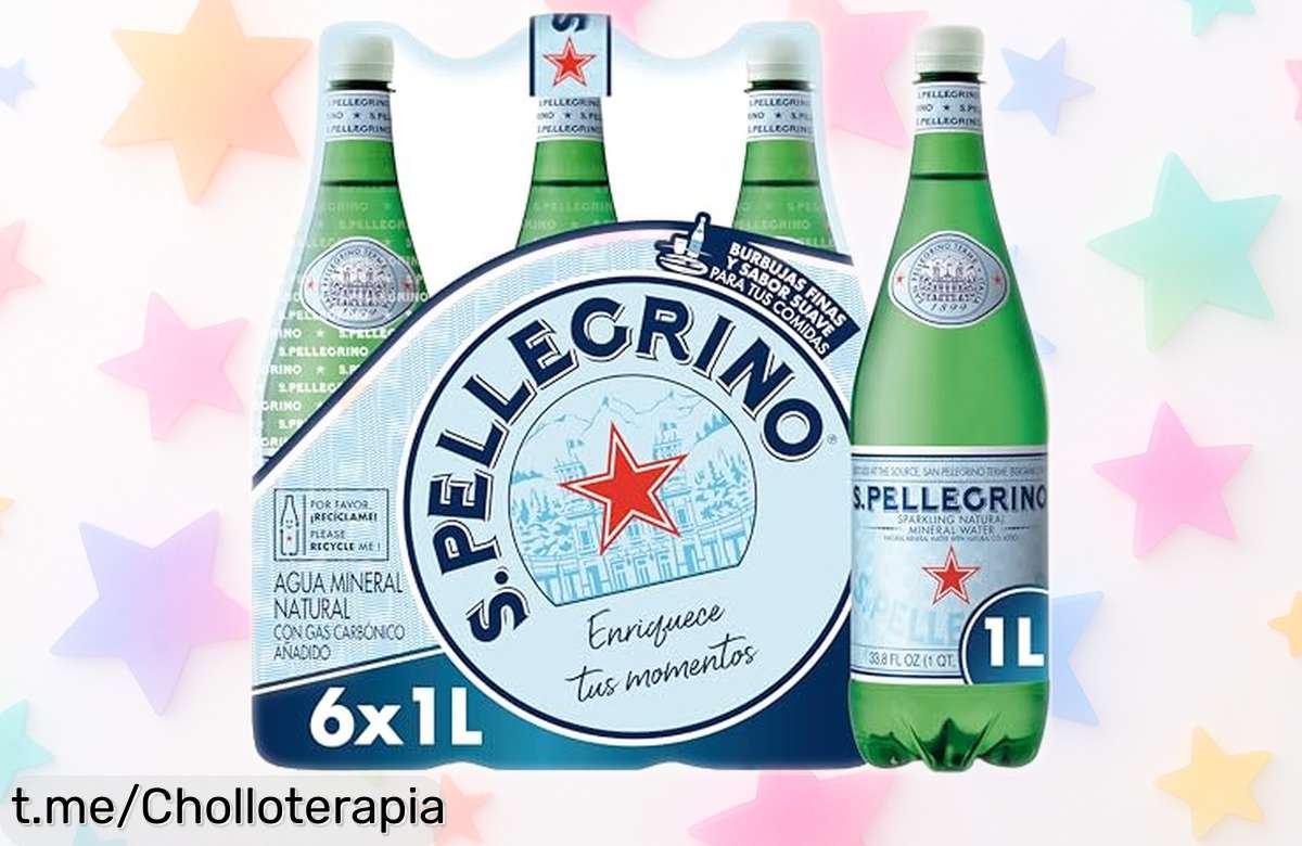 Agua con gas San Pellegrino en pack de 6 botellas, ¡precio loco para disfrutar la chispa en tus comidas! No te lo pierdas, transforma tus cenas en momentos especiales.