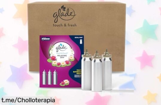 Ambientador Glade Touch & Fresh Relaxing Zen con 3 recambios a precio loco, olvídate de los malos olores y llena tu hogar de frescura y calma. ¡No te lo pierdas!