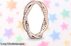 Anillo trenzado Pandora Timeless en oro rosa, ¡un ofertón para brillar con elegancia y sorprender a todos! No dejes que se te escape esta oportunidad única.