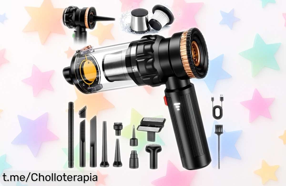 Aspiradora de mano 4 en 1 para coche: limpia, infla y sella al vacío. ¡No te pierdas esta oferta impresionante antes de que se agote!