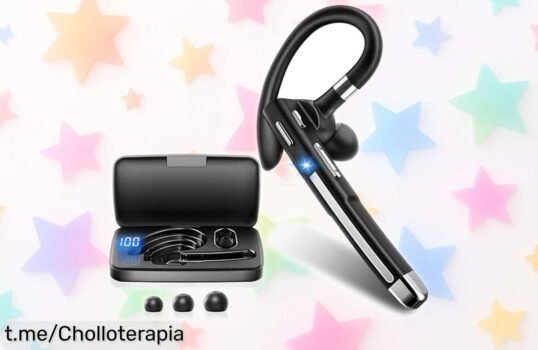 Auricular bluetooth mono Xoruezls V6.1 con cancelación de ruido y una batería increíble de 100h, llévatelo a precio de risa y disfruta sin cables ni líos en cualquier lugar ¡hazlo tuyo ya!