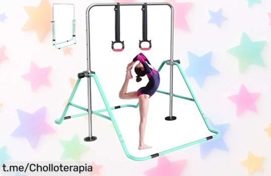 Barra de gimnasia plegable FBSPORT para que los peques se diviertan mejorando su flexibilidad y equilibrio en casa, ¡aprovecha esta oferta increíble antes de que se acabe!