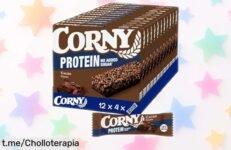 Barritas de cereal con proteína Corny sabor cacao, pack de 48 unidades a precio loco: energía sin azúcar y súper saludables. ¡Aprovecha esta oferta irresistible antes que se acaben!