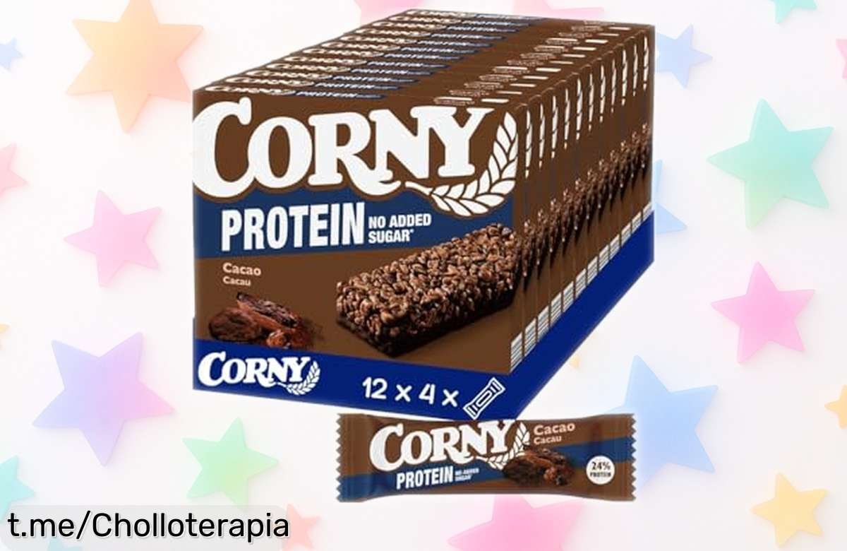 Barritas de cereal con proteína Corny sabor cacao, pack de 48 unidades a precio loco: energía sin azúcar y súper saludables. ¡Aprovecha esta oferta irresistible antes que se acaben!
