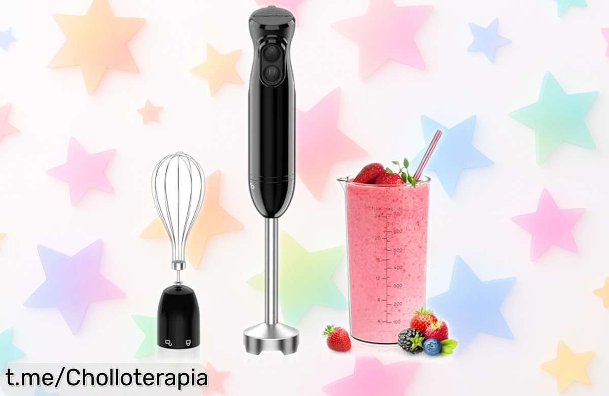 Batidora de mano 3 en 1 BonsenKitchen a un precio que te hará sonreír, ¡prepara deliciosas sopas y batidos sin complicaciones y llévatela ya!