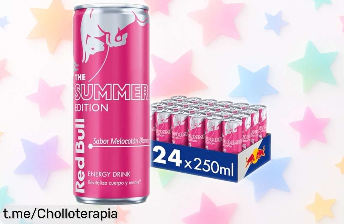 Bebida energética Red Bull edición White Peach, ¡pack de 24 latas a precio loco! Energízate y anima tu día con el mejor sabor melocotón. No te lo pierdas, aprovecha esta oferta irresistible.