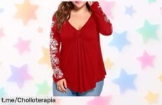 Blusa de mujer con encaje floral y diseño asimétrico a precio loco, no te pierdas esta oportunidad que hará que brilles en cualquier ocasión. ¡Cómprala ya!