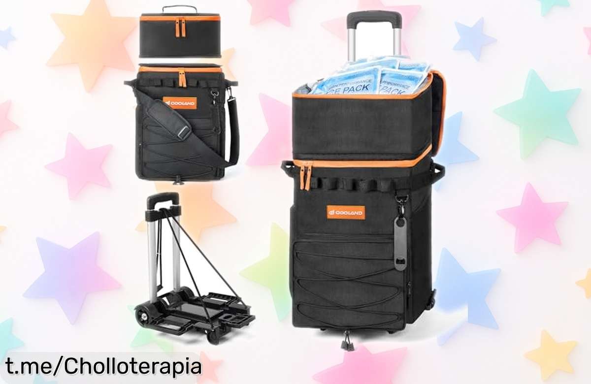Bolsa nevera con ruedas Odoland para 72 latas: mantén todo fresquito hasta 16 horas y llévatela donde quieras, ¡no pierdas este ofertón antes de que se acabe!
