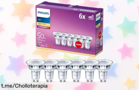 Bombillas LED Philips GU10 en pack de 6 a precio tirado, luz cálida que cuida tu vista y transforma tus espacios, ¡cada hogar merece brillar con este chollazo!