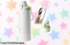 Botella térmica Fjbottle con apertura a un clic y asa imantada, ¡una oportunidad única de disfrutar tus bebidas sin fugas! No te quedes sin la tuya.
