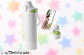 Botella térmica Fjbottle con apertura a un clic y asa imantada, ¡una oportunidad única de disfrutar tus bebidas sin fugas! No te quedes sin la tuya.