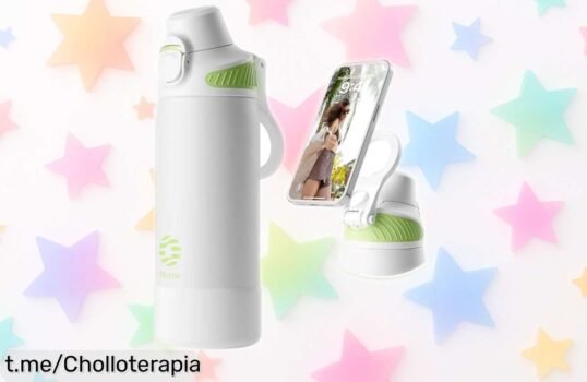 Botella térmica Fjbottle con apertura a un clic y asa imantada, ¡una oportunidad única de disfrutar tus bebidas sin fugas! No te quedes sin la tuya.