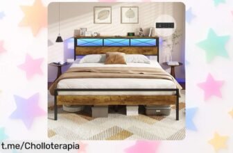 Cama doble DICTAC con luces LED y USB, espacio de almacenamiento; ¡luzca increíble mientras escucha su música! Aprovecha este ofertón que no podrás dejar escapar.