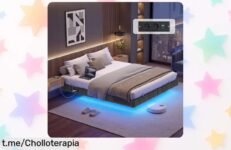 Cama flotante VASAGLE con luces LED y puertos USB a un precio locazo: dale un toque único a tu habitación antes de que se acabe esta oferta increíble.