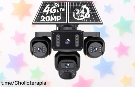 Cámara solar exterior SHIWOJIA 4G con cuatro lentes y batería enorme a precio loco, ¡la seguridad nunca fue tan fácil y accesible! No dejes pasar este super chollo que te dará tranquilidad.