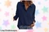 Camisa Zeagoo con botones y cuello en V que no se arruga, perfecta para el trabajo o un plan casual a precio de escándalo. ¡No dejes escapar esta oportunidad única!