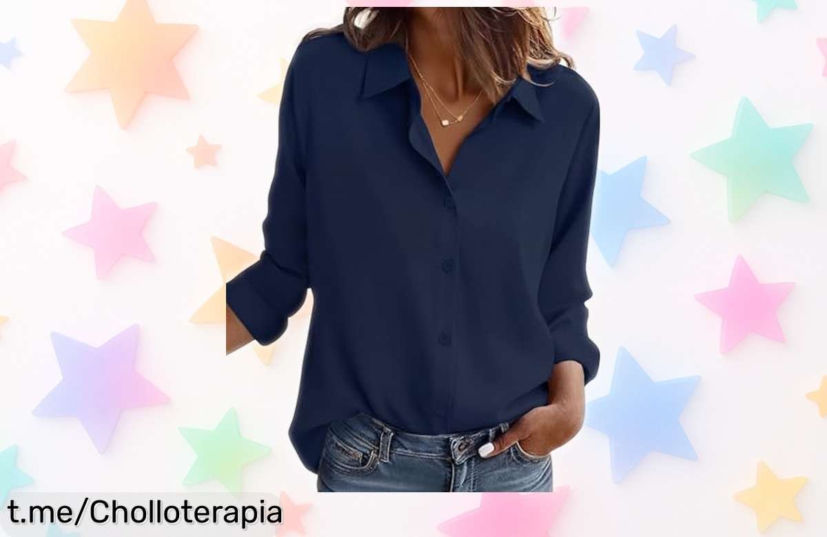 Camisa Zeagoo con botones y cuello en V que no se arruga, perfecta para el trabajo o un plan casual a precio de escándalo. ¡No dejes escapar esta oportunidad única!