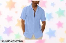 Camisa de lino LVCBL para hombre, súper resistente y a precio regalado: renueva tu armario sin pensarlo, ¡no te quedes sin la tuya!