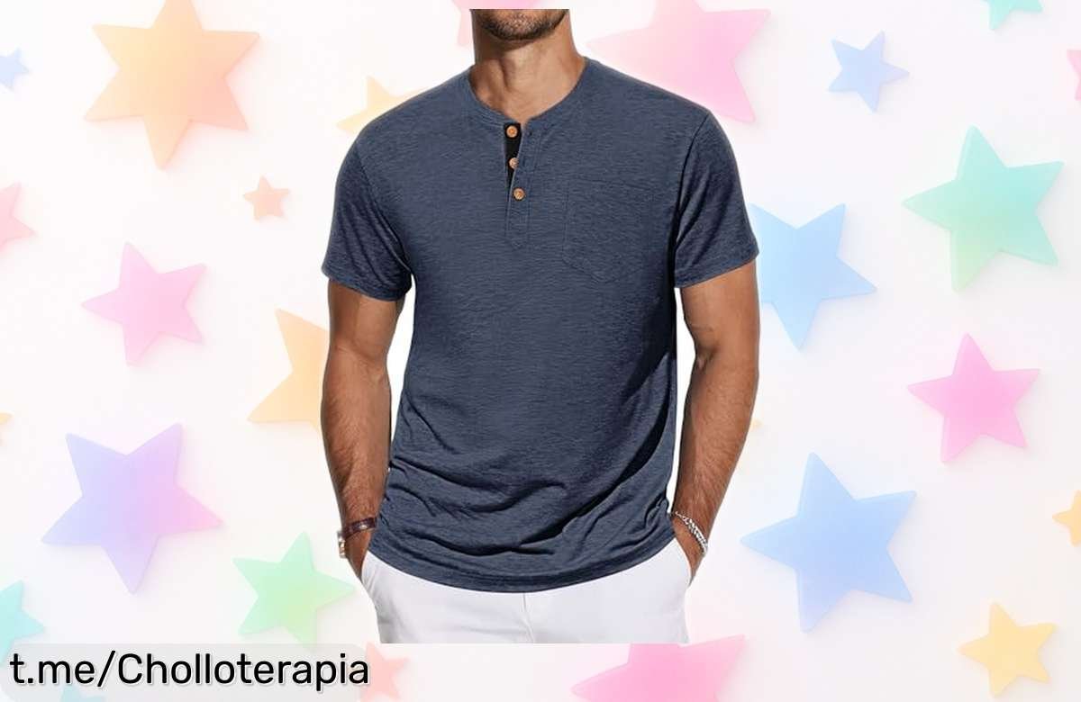 Camiseta Henley de algodón para hombre con bolsillo, estilo auténtico y cómodo a precio de escándalo: ¡aprovéchala antes que se agote!
