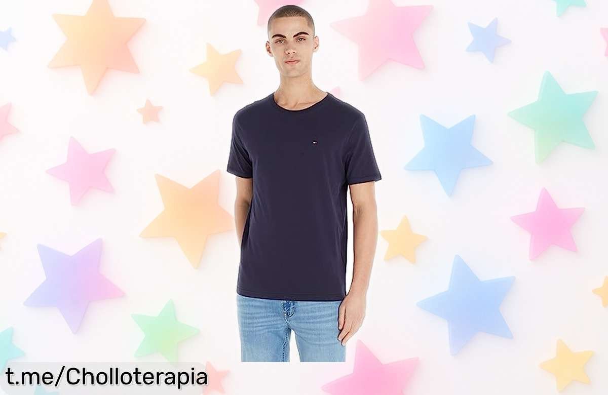 Camiseta básica de manga corta Tommy Hilfiger a un precio loco, ¡renueva tu armario con este ofertón clásico y disfruta de la calidad desde 1985! No te quedes sin ella.