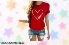 Camiseta básica de mujer Riou con diseño en corazón a un precio irreal que no podrás dejar escapar, ¡hazla tuya y deslumbra en cualquier ocasión!