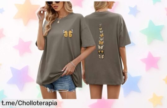 Camiseta básica oversize de Heekpek con diseño de mariposa a precio increíble, renueva tu armario sin complicaciones y sorpréndete con esta ganga única que no querrás dejar pasar.