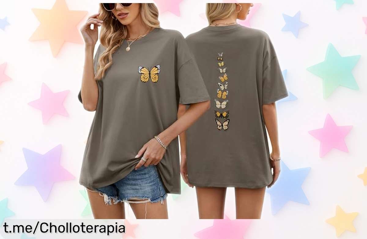 Camiseta básica oversize de Heekpek con diseño de mariposa a precio increíble, renueva tu armario sin complicaciones y sorpréndete con esta ganga única que no querrás dejar pasar.