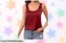 Camiseta de tirantes Aottori en tejido satinado a precio de escándalo, brilla y resalta tu figura; dale un toque elegante a tu look antes que se agoten.