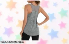 Camiseta de tirantes para mujer con espalda de malla, ligera y perfecta para entrenar. ¡Aprovecha este precio regalado antes de que desaparezca!