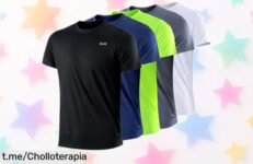 Camiseta ligera de manga corta para entrenar que seca al instante y absorbe la humedad, ¡no te pierdas este chollo irrepetible para lucir en el gym!