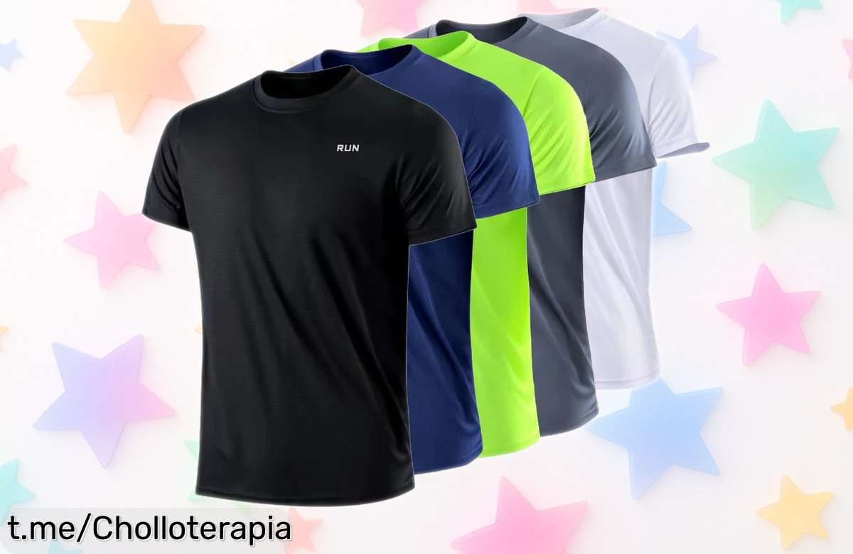 Camiseta ligera de manga corta para entrenar que seca al instante y absorbe la humedad, ¡no te pierdas este chollo irrepetible para lucir en el gym!