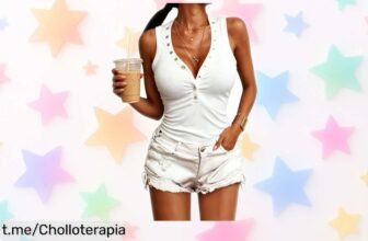 Camiseta sin mangas JFAN con botones y cuello en V: ¡el básico sexy que resalta tu figura está a un precio loco! No dejes escapar este ofertón irresistible.