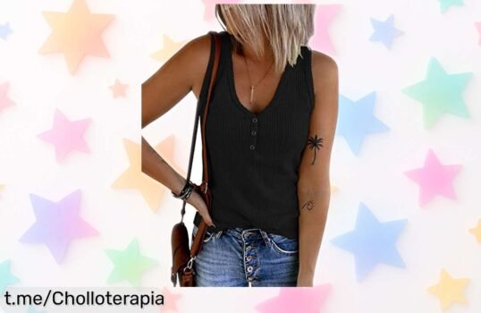 Camiseta sin mangas Tuopuda con botones y cuello en V a precio de ganga, es tu oportunidad para lucir fabulosa en cualquier ocasión ¡No te lo pierdas!
