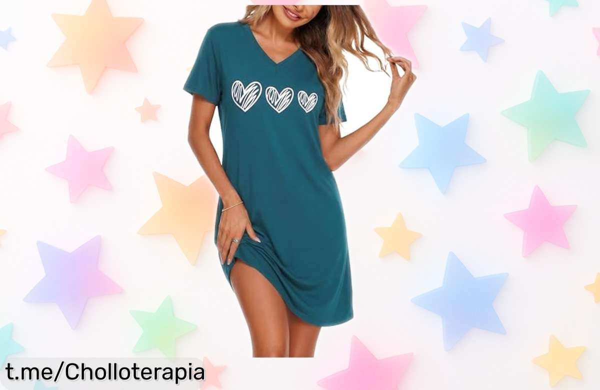 Camisón de algodón con estampado de corazones que siempre queda impecable y a un precio loco, ¡no te pierdas esta oportunidad única para mimarte en casa!